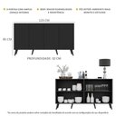 Ver imagem 6 de Aparador Buffet 4 Portas Retrô Veneza Multimóveis V3556 Preto Preto