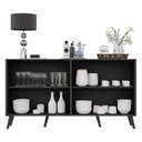 Ver imagem 4 de Aparador Buffet 4 Portas Retrô Veneza Multimóveis V3556 Preto Preto
