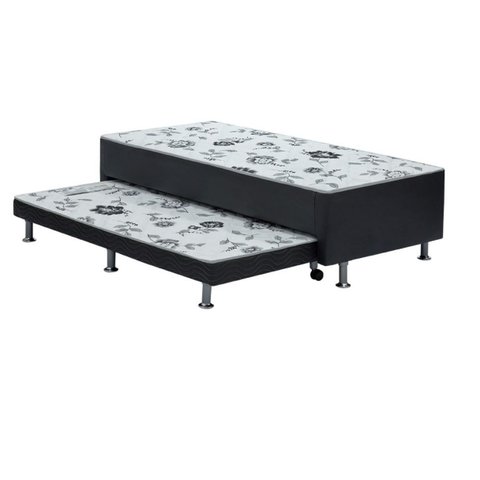 Cama Box Solteiro com Auxiliar Ortopédico D28 Preto - Ortobom