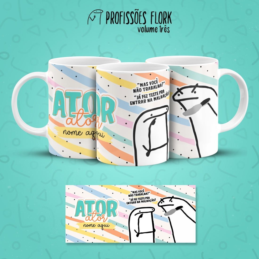 Caneca Flork Meme Desenho Presente Profissões Ator C0092