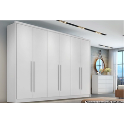 Guarda Roupa Casal Robust Branco 6 Portas 8 Gavetas - Móveis Novo Horizonte - 3