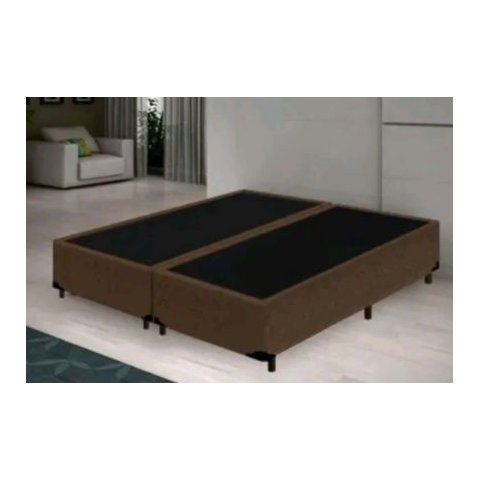 Base Box Casal Bipartido Sonho Perfeito Suede Marrom