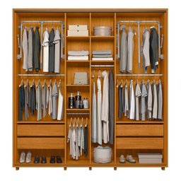 Guarda Roupa Casal Monet Ripado 2 Portas Deslizantes Cinamomo - Madetec - 3