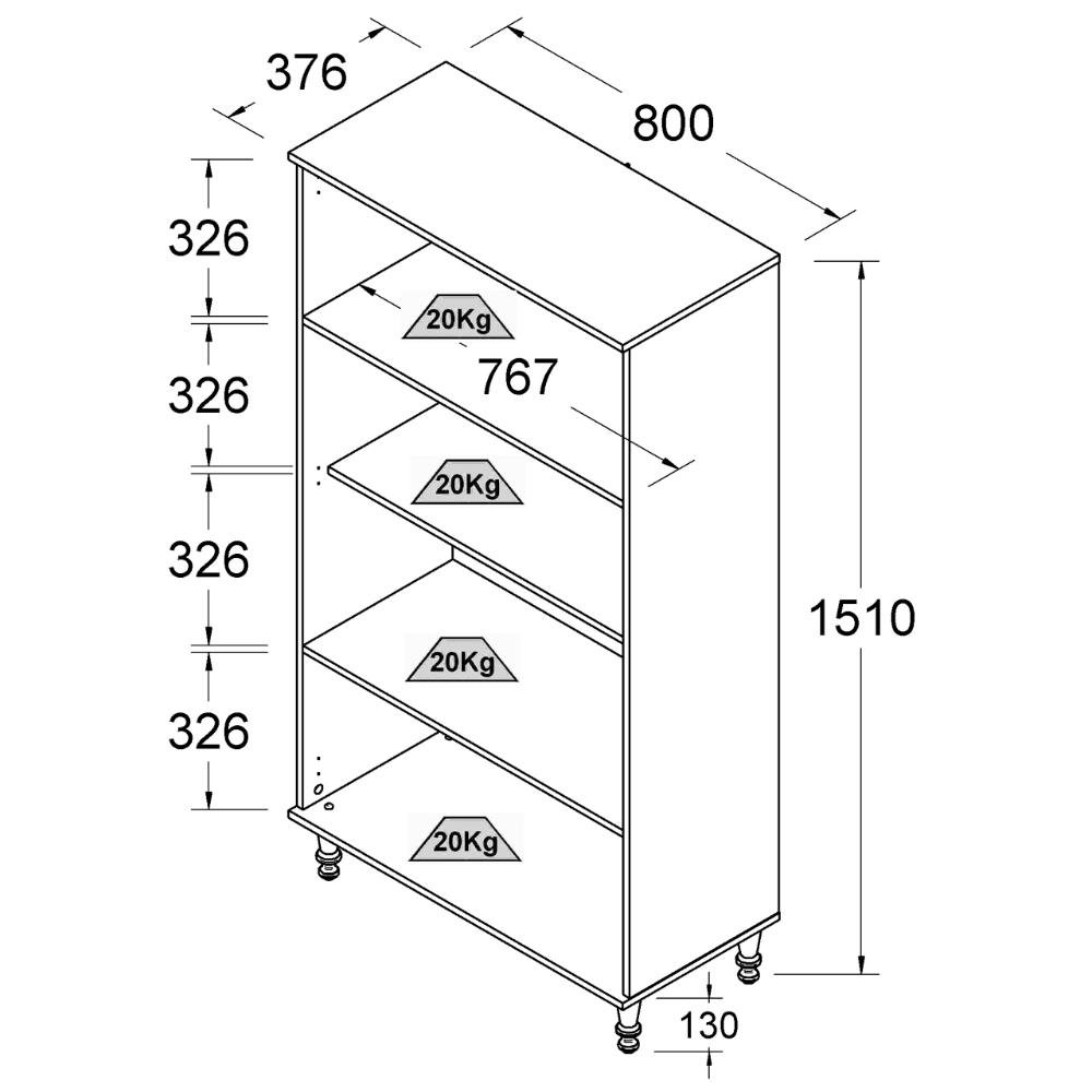 Estante Para Livros Ditália 2 Portas Vidro E-957 Cor:Branco - 5