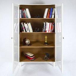 Estante Para Livros Ditália 2 Portas Vidro E-957 Cor:Branco - 2