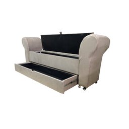 RECAMIER PUFF BAÚ SAPATEIRA COM BRAÇOS E GAVETA 1,58 CM PARA CAMA BOX QUEEN SIZE - BEGE ESCURO - 2