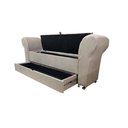 Ver imagem 2 de RECAMIER PUFF BAÚ SAPATEIRA COM BRAÇOS E GAVETA 1,58 CM PARA CAMA BOX QUEEN SIZE - BEGE ESCURO