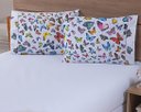 Ver imagem 3 de Jogo Lençol 4 Peças Cama Viúva 1,88mx1,28mx30cm 100% Algodão 180 Fios Borboletas Coloridas