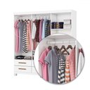 Ver imagem 6 de Guarda-roupa Solteiro Denver 6 Portas 6 Gavetas com Espelho 22121 Branco - Carioca Móveis