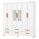 Ver imagem 2 de Guarda-roupa Solteiro Denver 6 Portas 6 Gavetas com Espelho 22121 Branco - Carioca Móveis