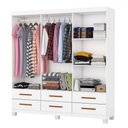 Ver imagem 3 de Guarda-roupa Solteiro Denver 6 Portas 6 Gavetas com Espelho 22121 Branco - Carioca Móveis