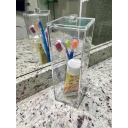Pote De Acrílico Escova E Pasta De Dente, Multiuso Com Tampa - 7