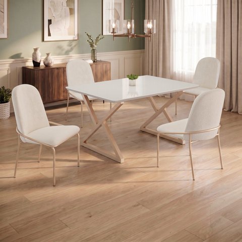 Conjunto para Sala de Jantar Mesa Império 120x90 com 4 Cadeiras Rubi