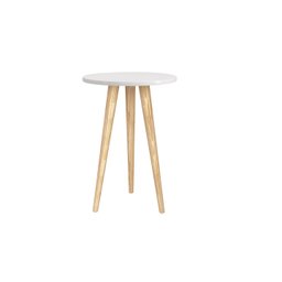 Mesa de apoio retrô - branco fosco com pé retrô madeira natural - Reller - 2