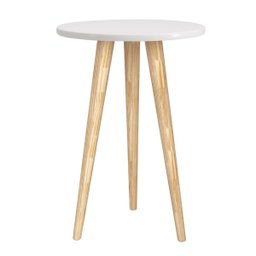 Mesa de apoio retrô - branco fosco com pé retrô madeira natural - Reller - 1