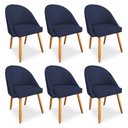 Ver imagem 1 de Kit 6 Cadeiras de Jantar Bela Veludo Azul Marinho Pés Palito Castanho - Pallazio