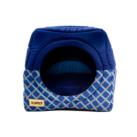 Cama Iglu e Toca para Cachorro Luppet Luxo Azul Geométrico - M
