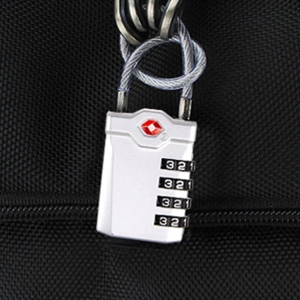 Cadeado TSA Código Segredo 4 Dígitos Haste Flexível Curvo Cabo Aço Trancar Portas Mochila - Cinza cl - 5