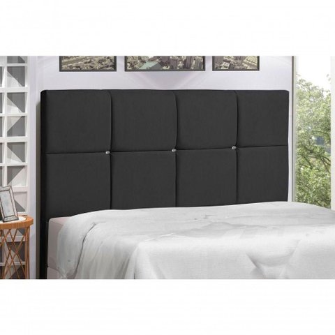 Cabeceira Casal 144 Cm Civic Preto para Cama Box Estofada