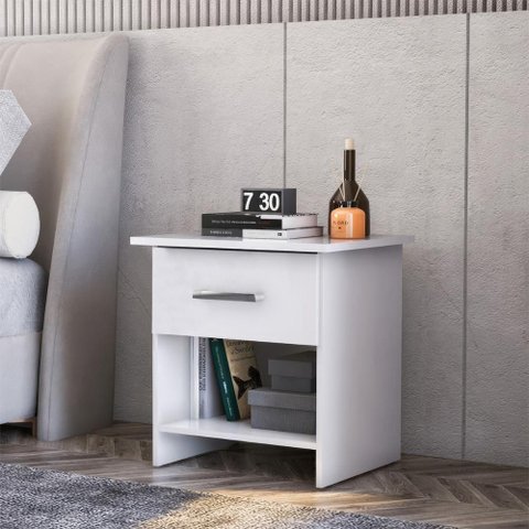 Mesa de Cabeceira Ditália 1 Gaveta Dm-127 Branco
