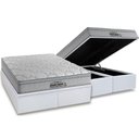 Ver imagem 1 de Cama Box Baú Queen: Colchão Espuma Probel D40 Premium Hiper Firme Euro Pillow + Base White(158x198