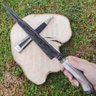 Faca D'avila Forjada em Aço Damasco Churrasco Integral 10" Cabo Osso de Búfalo Anilina - 2