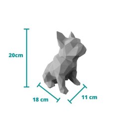 Bulldog Francês Sentado Decorativo - 20 Cm Altura -Toque 3D: Branco - 4
