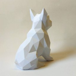 Bulldog Francês Sentado Decorativo - 20 Cm Altura -Toque 3D: Branco - 3