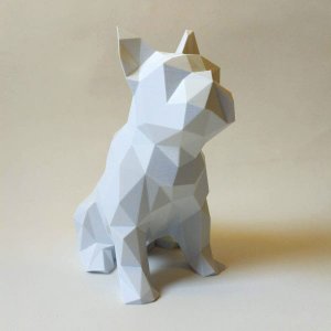 Bulldog Francês Sentado Decorativo - 20 Cm Altura -Toque 3D: Branco