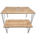 Ver imagem 1 de Mesa Sala de Jantar com 1 Banco Mdf Estilo Demolição Industrial Madeira Ecom Pés em Ferro 140x90