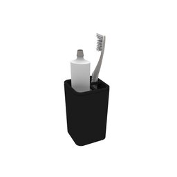 Jogo de Banheiro Preto Porta Sabonete Liquido Escova Algodao - 3