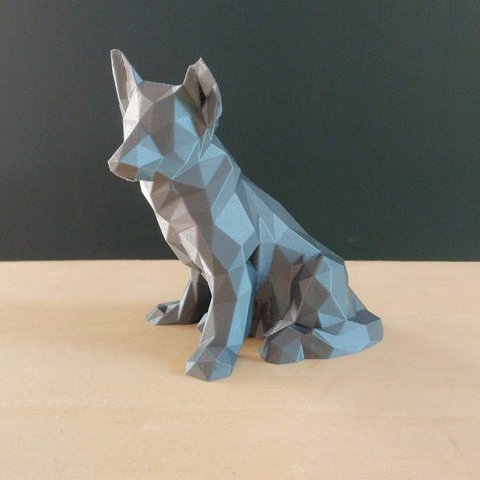 Cachorro Pastor Alemão Decorativo - 15 Cm Altura -Toque 3D: Cinza