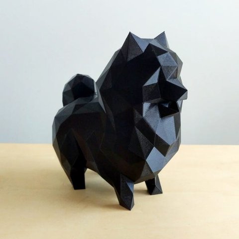 Estatueta Spitz Alemão Decorativo - 15 Cm Altura -Toque 3D: Preto