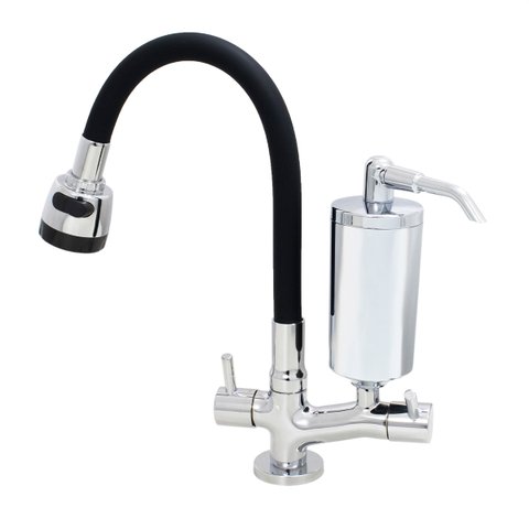 Torneira Com Filtro Cozinha Mesa Duplo Jato Gourmet Black