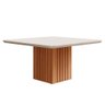 Mesa de Jantar Ana Quadrada 1 Tampo em MDF e Vidro 130cm 1 Base Cozinha Moderna Marrom Off White - C - 1