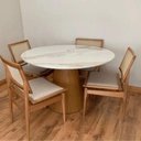Ver imagem 2 de Mesa de Jantar Cone Redondo 120 Cm Base Freijó Tampo Mármore Branco Extra