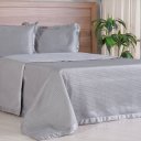 Ver imagem 2 de Kit Colcha Casal Satinatta Cetim 100% Póliéster 220x240cm Cinza Soft