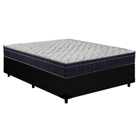Cama Box Casal: Colchão Anatômico Ortobom D45/EP Airtech 150 Ortopilow + Base CRC Courano Black(