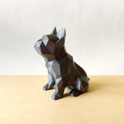 Bulldog Francês Sentado Decorativo - 20 Cm Altura -Toque 3D: Cinza