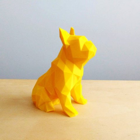 Bulldog Francês Sentado Decorativo - 10 Cm Altura -Toque 3D: Amarelo