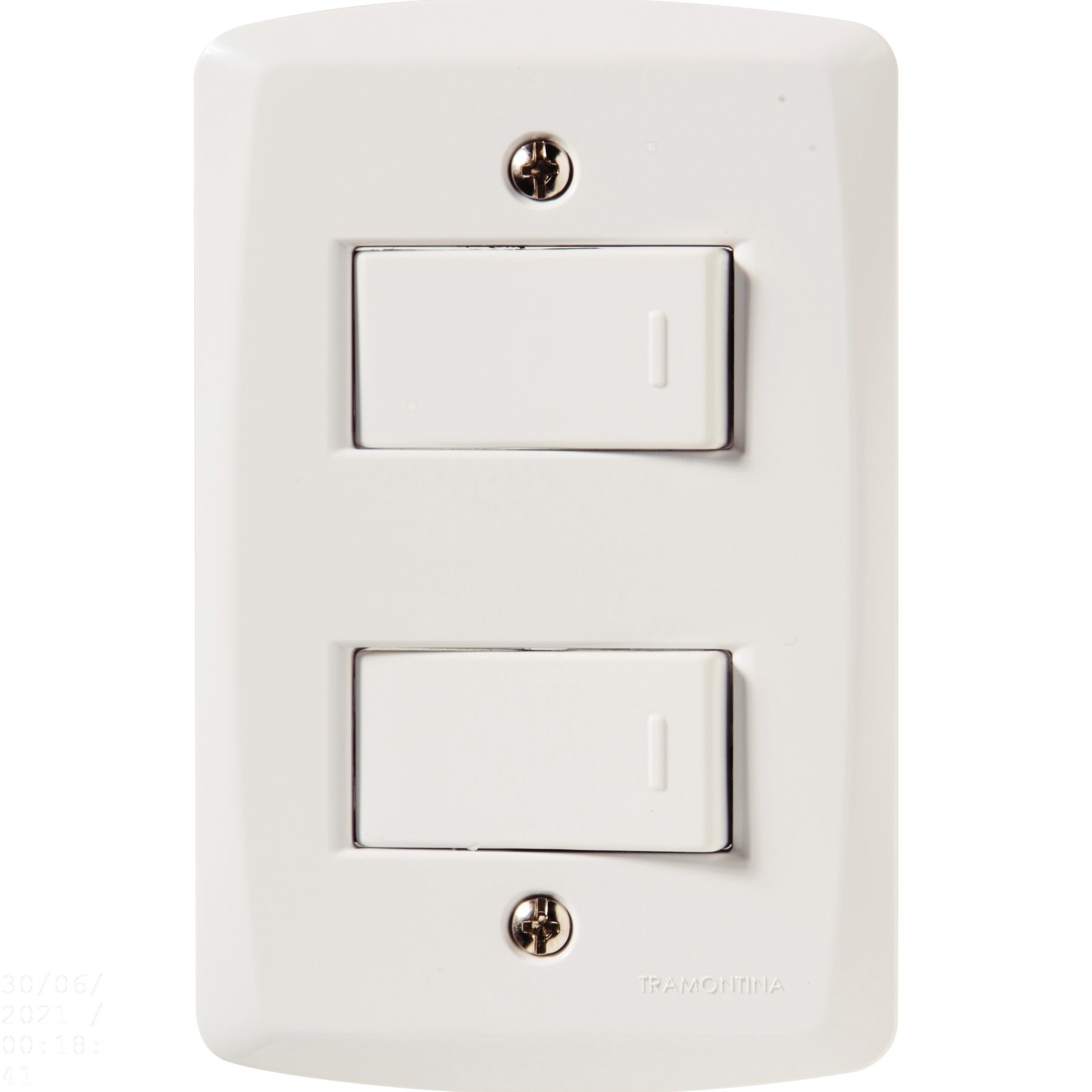 Conjunto 4x2 com 2 Interruptores Simples 10 a 250 V Tramontina Lux2 Branco Tramontina