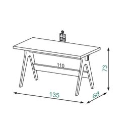 Escrivaninha Mesa para Computador com Tampo de Vidro Carvalho com Grafite 135cm - D'Rossi - 3