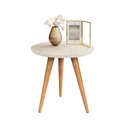 Ver imagem 1 de Mesinha Redonda Apoio Retro Pés de Madeira: Off White