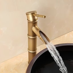 Torneira Vintage Retro de Bambu para Banheiro de Luxo Cuba Pia com Função Água Cascata Misturador Mo - 4