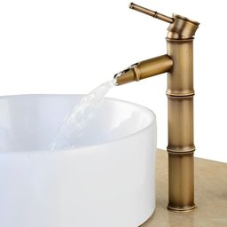 Torneira Vintage Retro de Bambu para Banheiro de Luxo Cuba Pia com Função Água Cascata Misturador Mo - 1