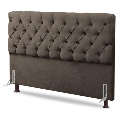 Cabeceira Cama Box Casal Queen Size Lylla 160cm Capitonê com Frame Linho Cacau - Abmaza