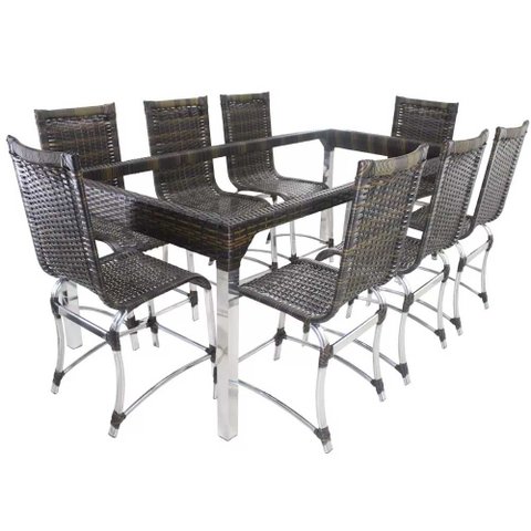 Jogo 8 Cadeiras e Mesa Haiti em Alumínio para Cozinha e Edícula Trama Original