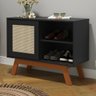 Mini Sapateira Balcão Rattan com Porta Deslizante Preto Ofertamo - 2