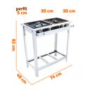 Ver imagem 2 de Fogão a Gás Extra Inox Cozinha Industrial 2 Bocas 1 Simples 1 Dupla com Espera Forno Ei2 - Venâ