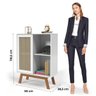 Balcão Alto Aparador Buffet com Porta de Correr Rattan Pés em Madeira Branco - 3